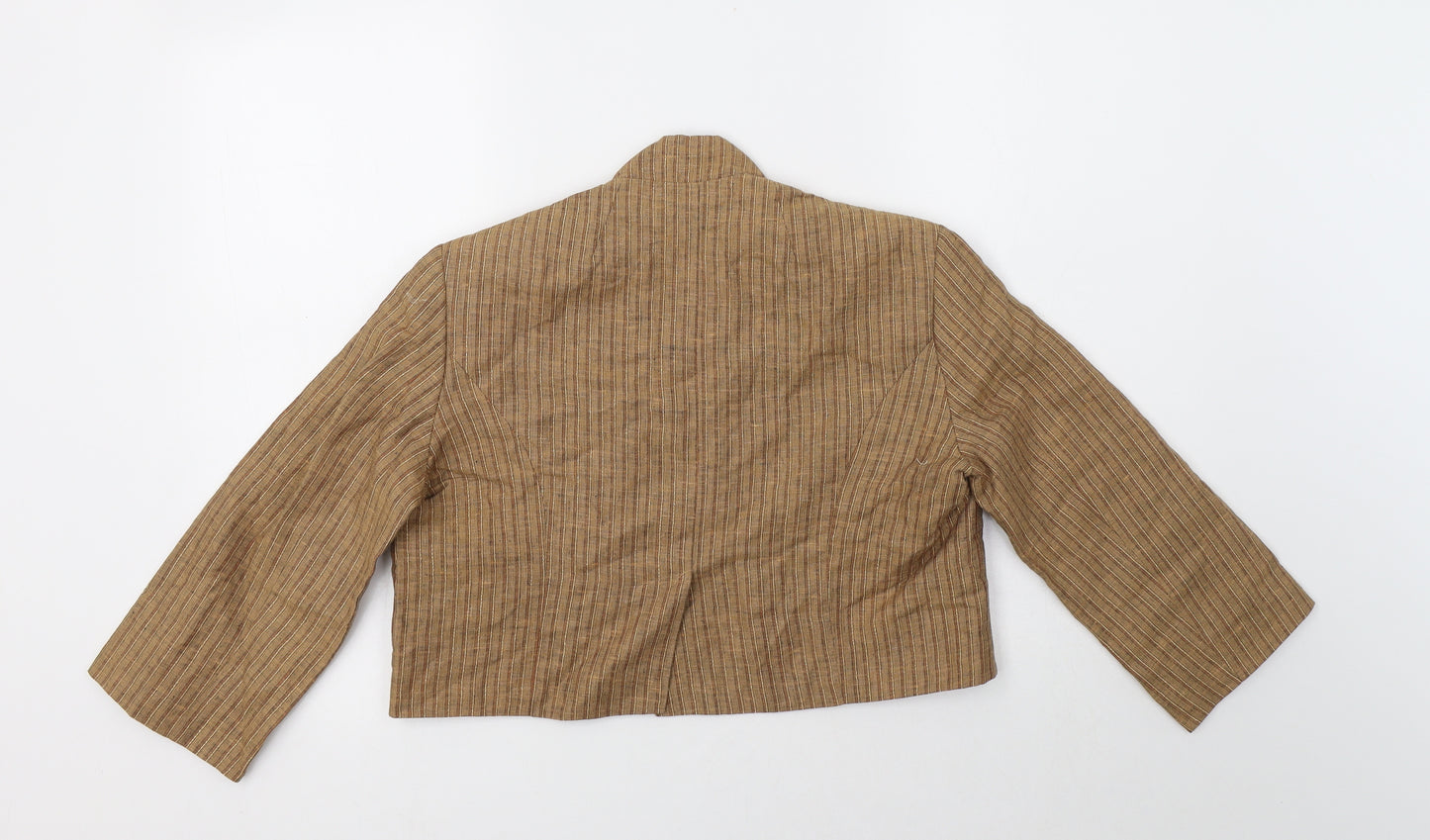 M&S Womens Beige Striped  Jacket Blazer Size 8  Button