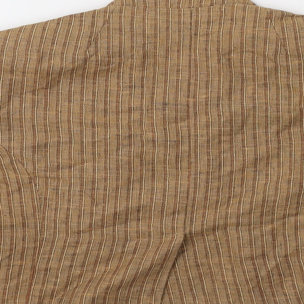 M&S Womens Beige Striped  Jacket Blazer Size 8  Button