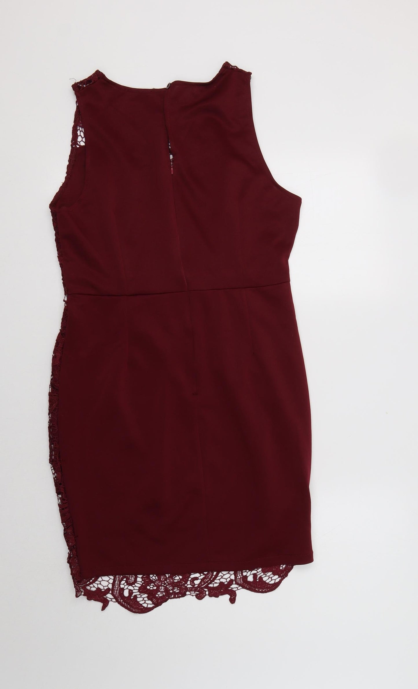 AX Paris Womens Purple  Polyester Bodycon  Size 14  Round Neck Zip - Lace Overlay