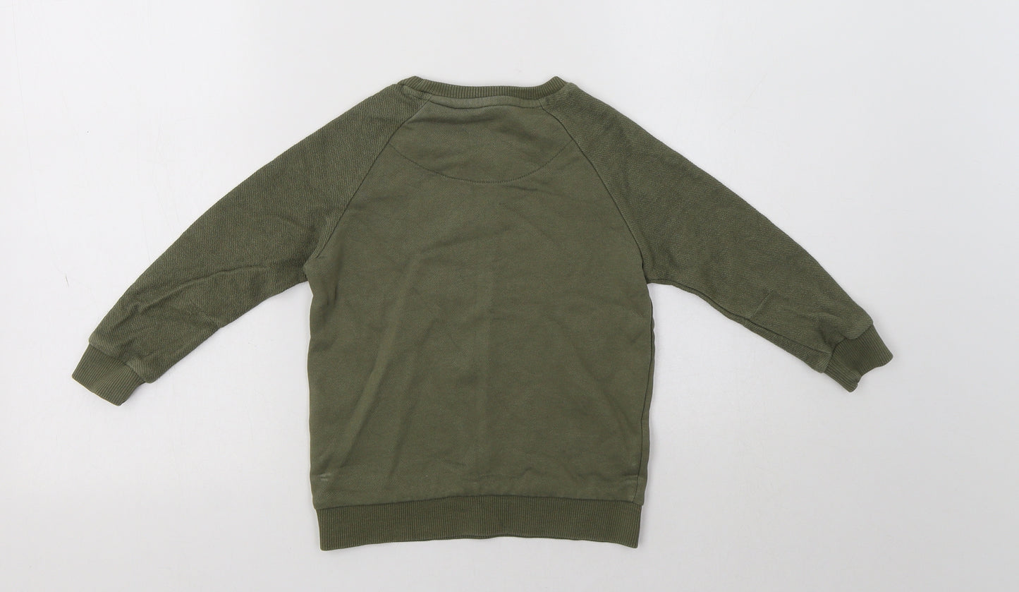 Nutmeg Girls Green  Cotton Pullover Sweatshirt Size 3-4 Years   - Big Cat