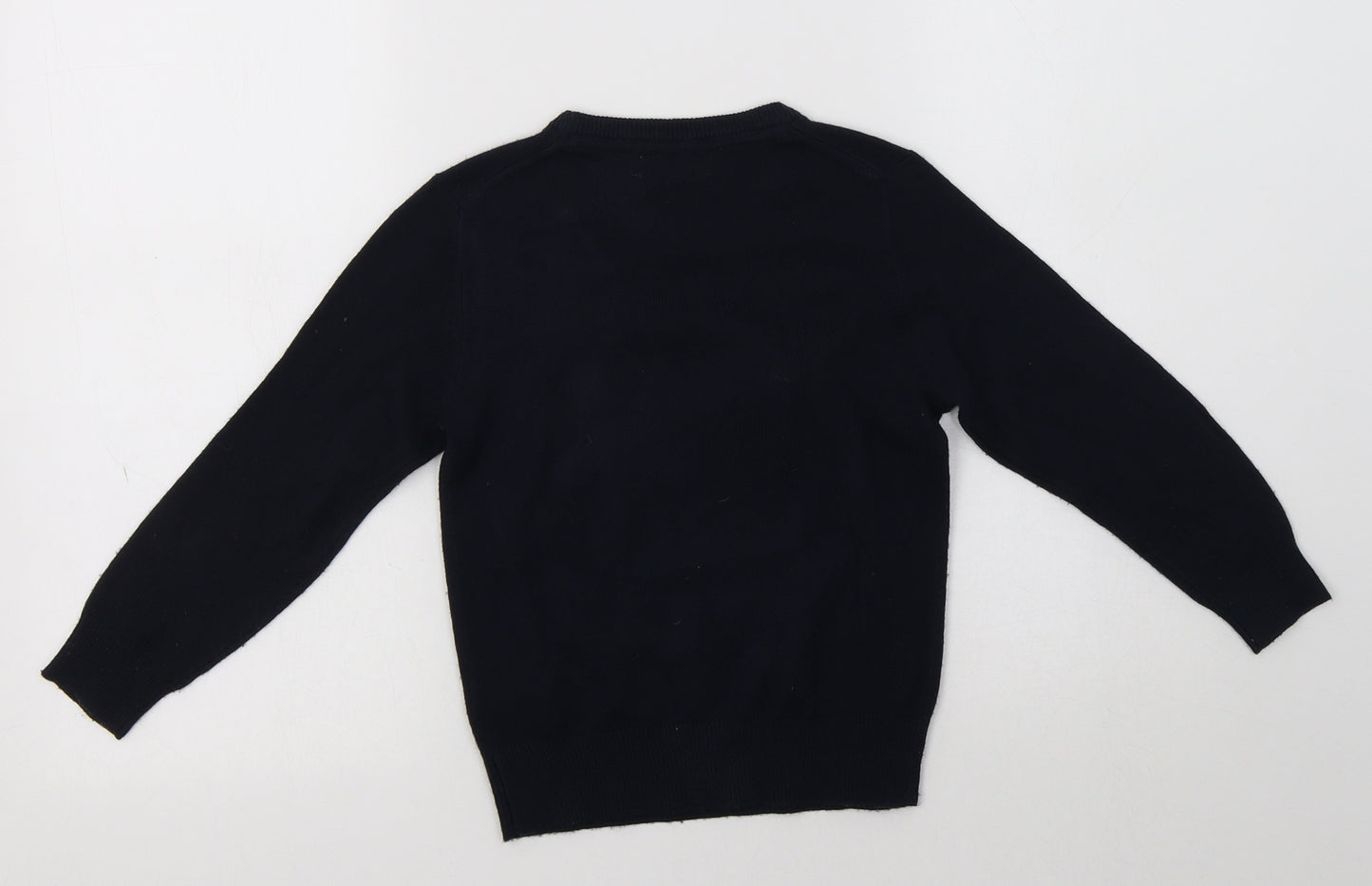 Rose & Wilde Girls Blue Crew Neck  Acrylic Pullover Jumper Size 7 Years   - Christmas Cat