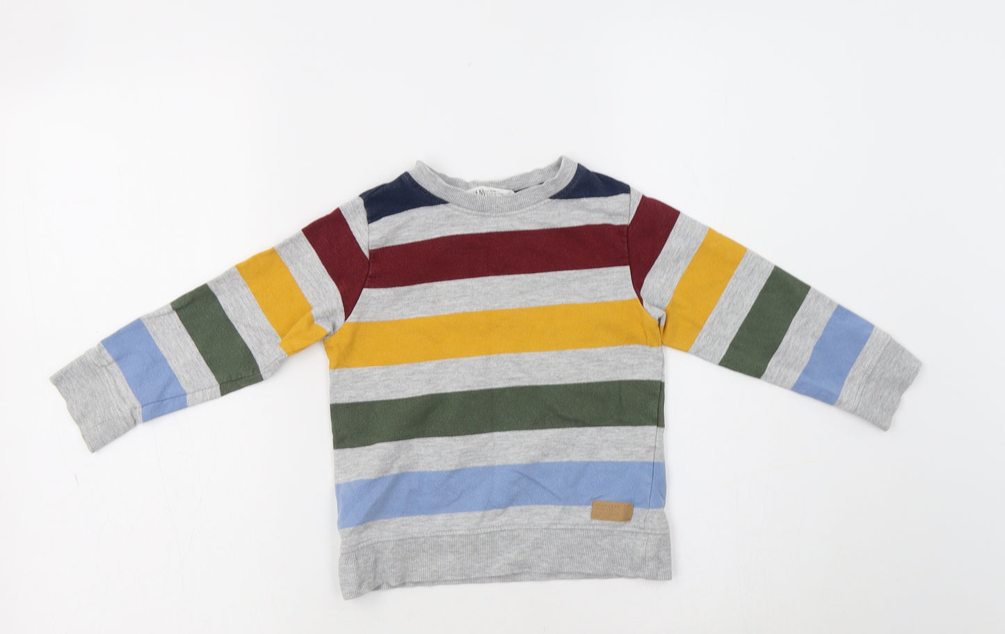 H&M Boys Grey Striped Cotton Pullover Sweatshirt Size 2-3 Years
