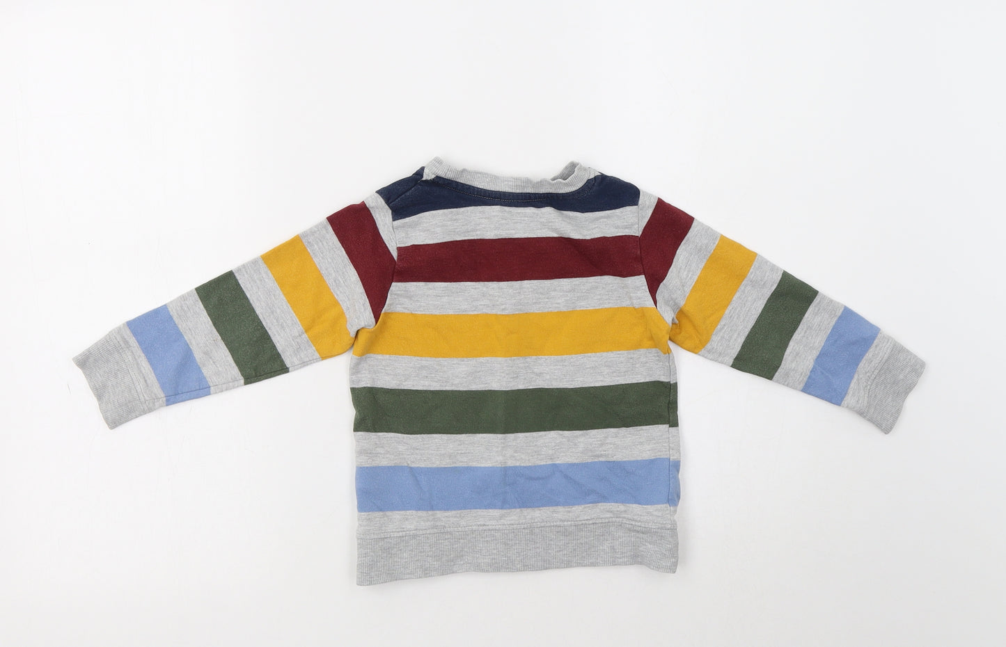 H&M Boys Grey Striped Cotton Pullover Sweatshirt Size 2-3 Years