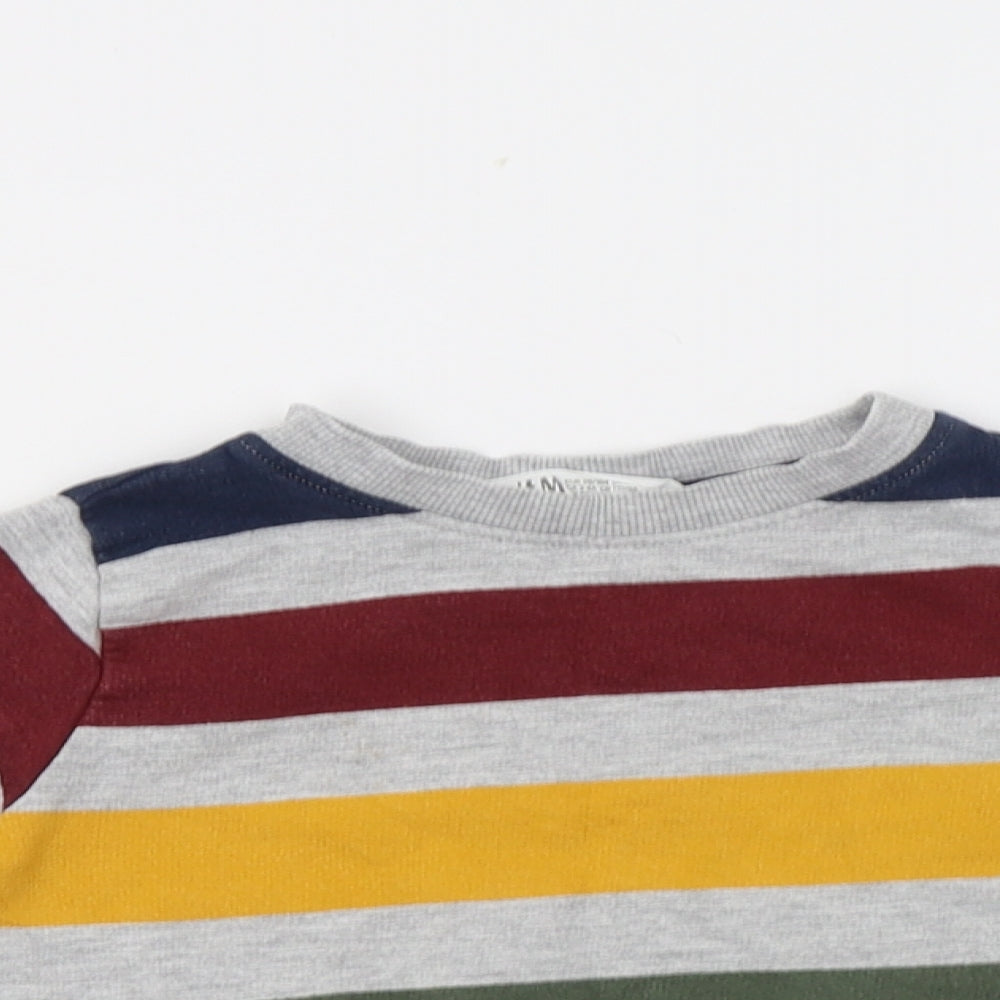 H&M Boys Grey Striped Cotton Pullover Sweatshirt Size 2-3 Years
