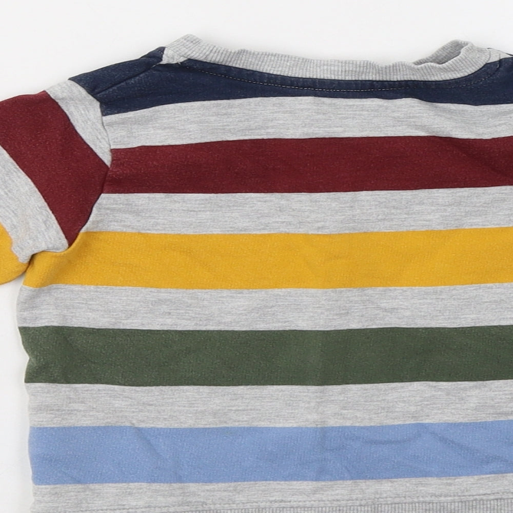 H&M Boys Grey Striped Cotton Pullover Sweatshirt Size 2-3 Years