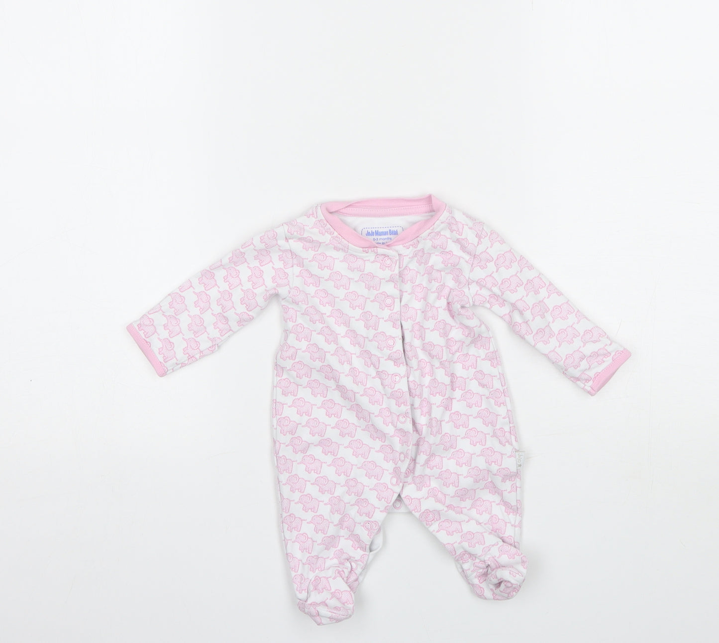 JoJo Maman Bébé Baby Pink  Cotton Romper One-Piece Size 0-3 Months