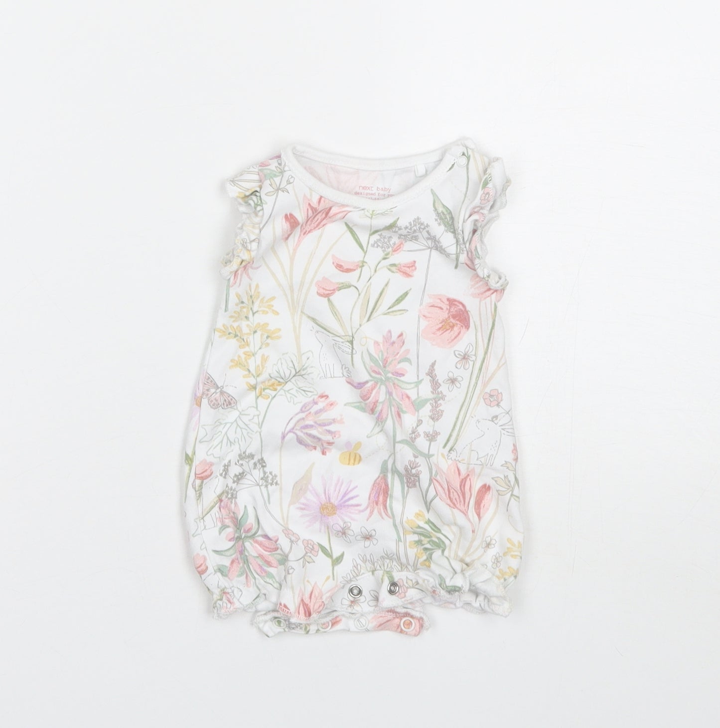 NEXT Baby White Floral Cotton Romper One-Piece Size 0-3 Months