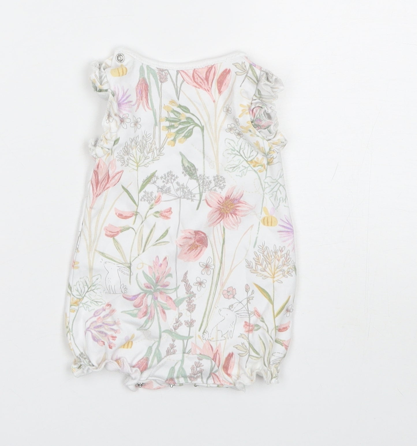 NEXT Baby White Floral Cotton Romper One-Piece Size 0-3 Months
