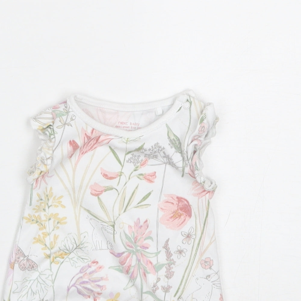 NEXT Baby White Floral Cotton Romper One-Piece Size 0-3 Months