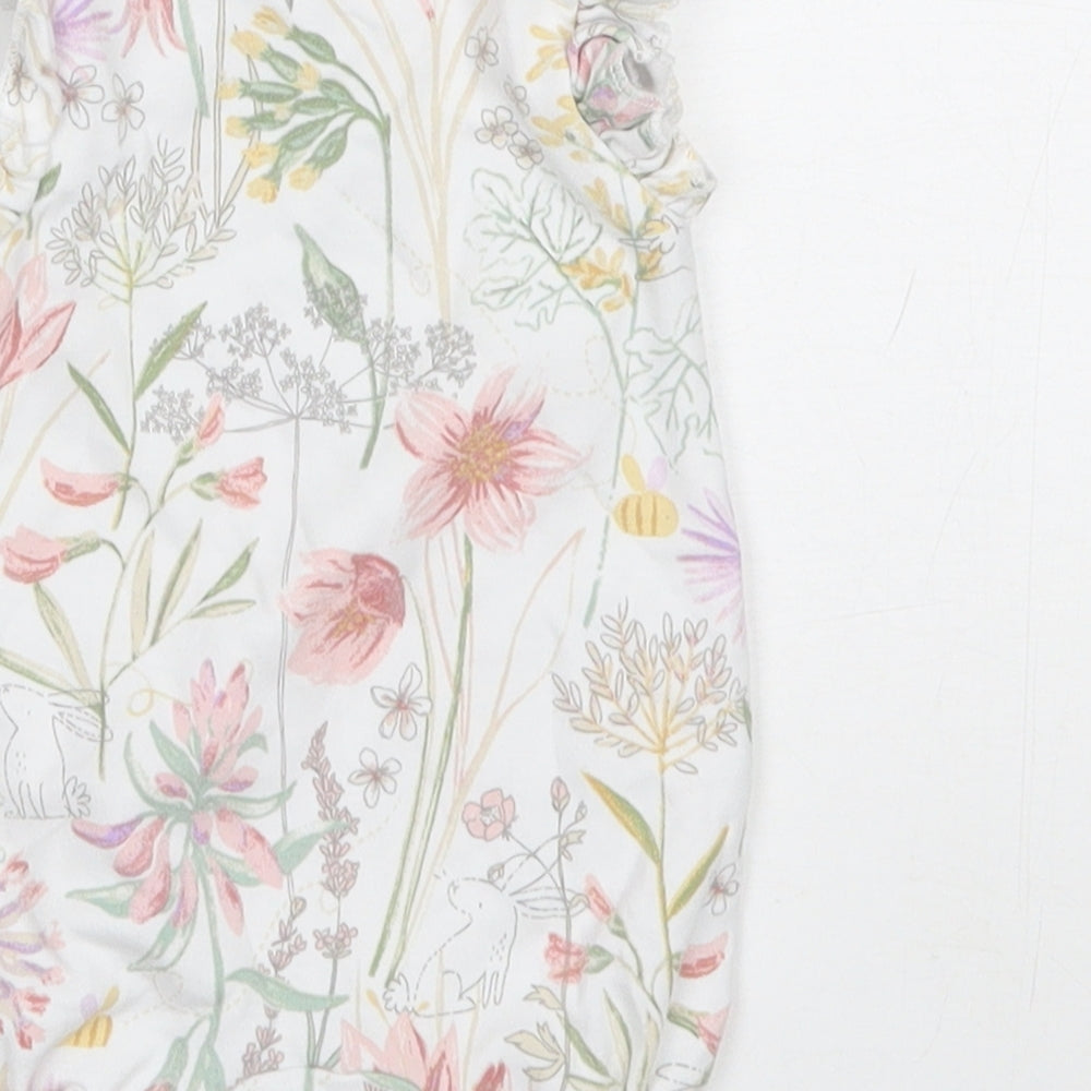 NEXT Baby White Floral Cotton Romper One-Piece Size 0-3 Months