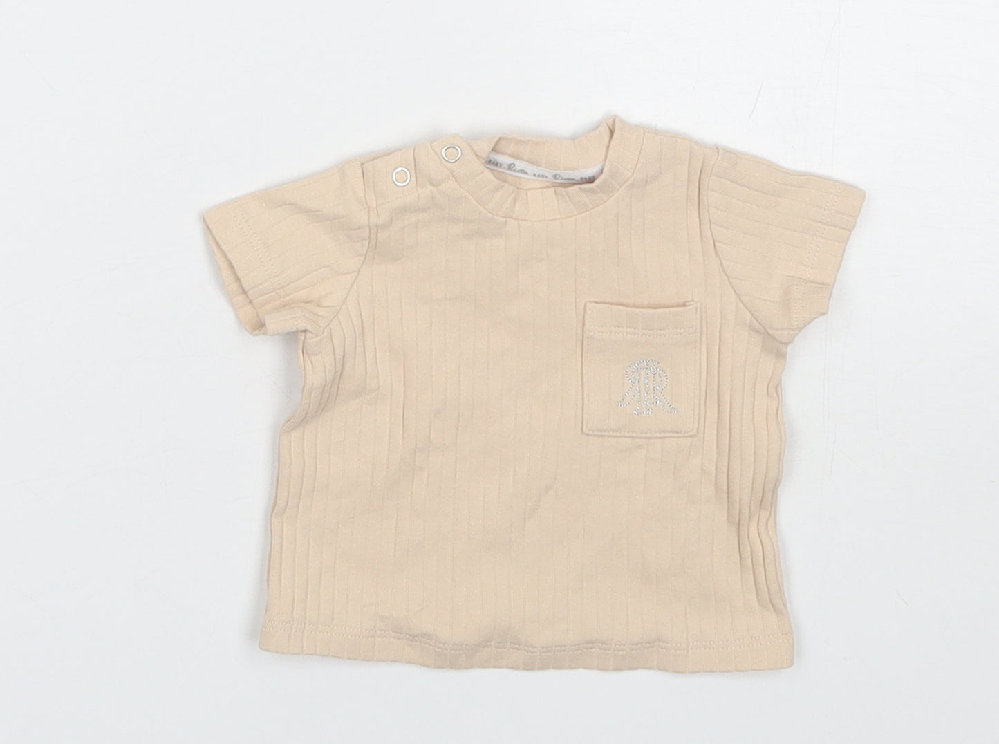 River Island Baby Beige  Cotton Basic T-Shirt Size 0-3 Months Round Neck