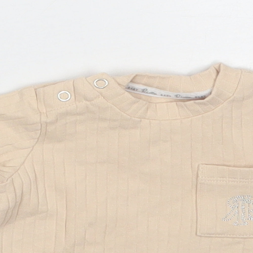 River Island Baby Beige  Cotton Basic T-Shirt Size 0-3 Months Round Neck