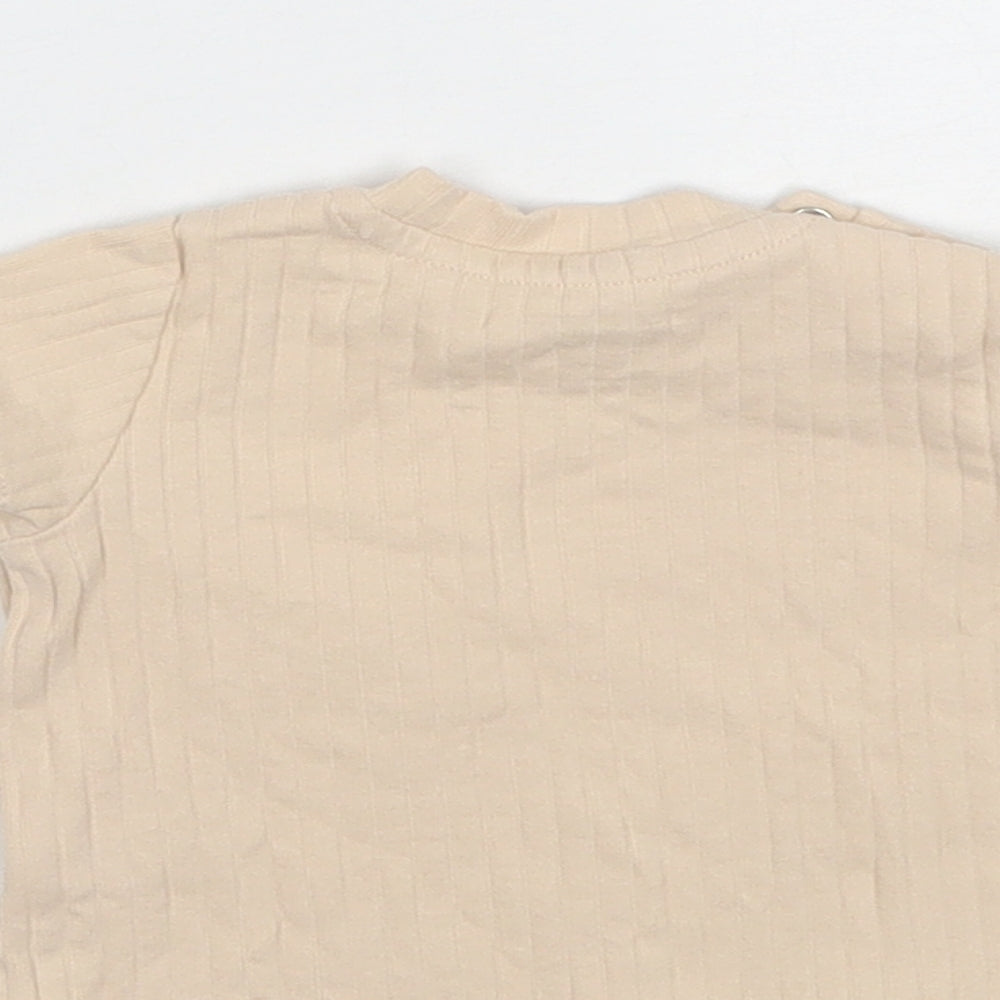 River Island Baby Beige  Cotton Basic T-Shirt Size 0-3 Months Round Neck