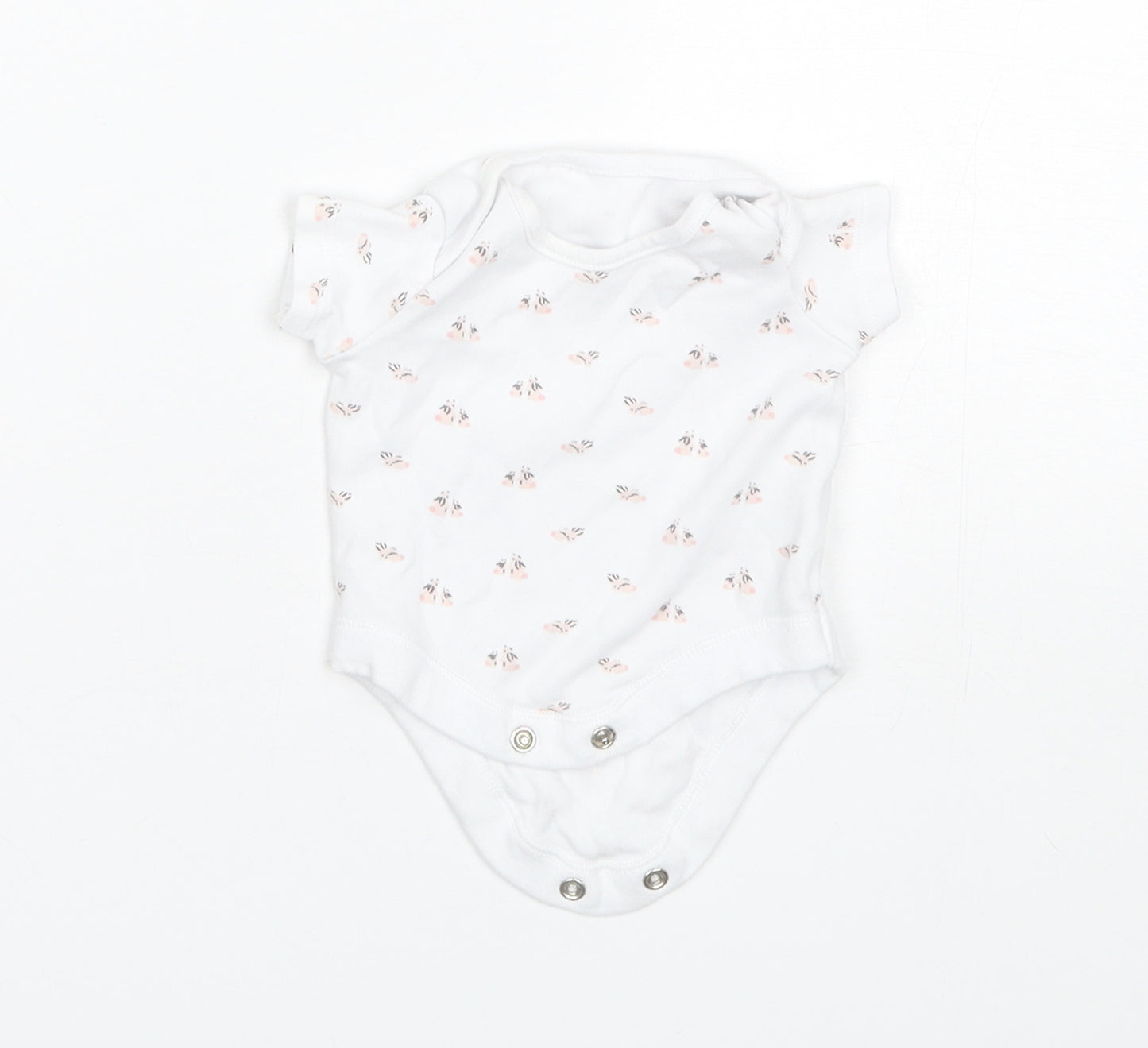 F&F Baby White Floral Cotton Romper One-Piece Size 0-3 Months