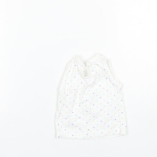F&F Baby White Polka Dot Cotton Basic T-Shirt Size 0-3 Months Round Neck