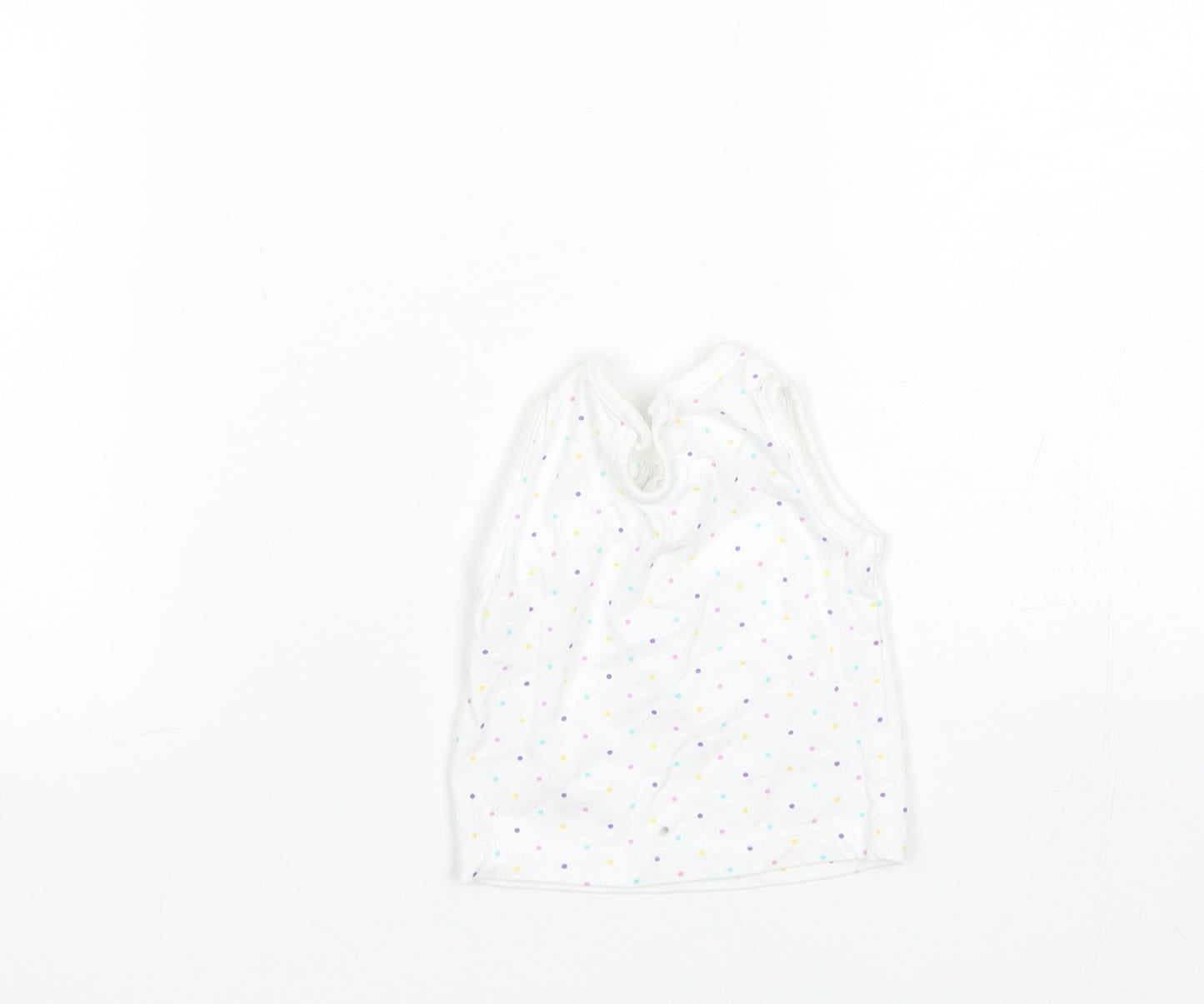 F&F Baby White Polka Dot Cotton Basic T-Shirt Size 0-3 Months Round Neck