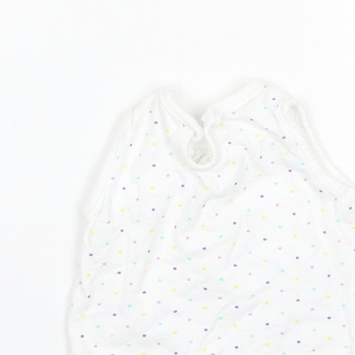 F&F Baby White Polka Dot Cotton Basic T-Shirt Size 0-3 Months Round Neck