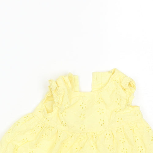 TU Baby Yellow  Cotton Shift  Size 0-3 Months  Round Neck