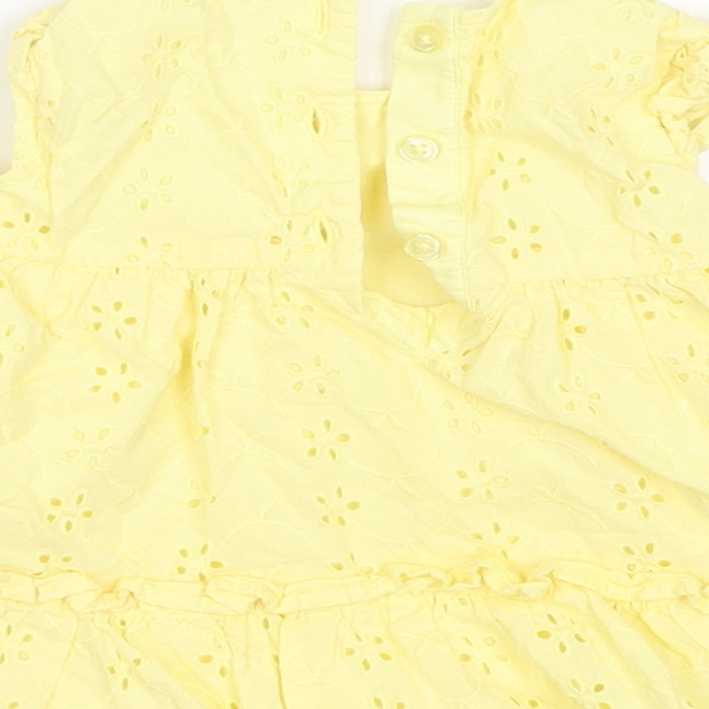 TU Baby Yellow  Cotton Shift  Size 0-3 Months  Round Neck
