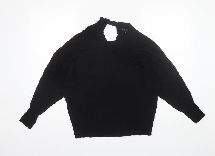 F&F Womens Black Round Neck Viscose Pullover Jumper Size 8