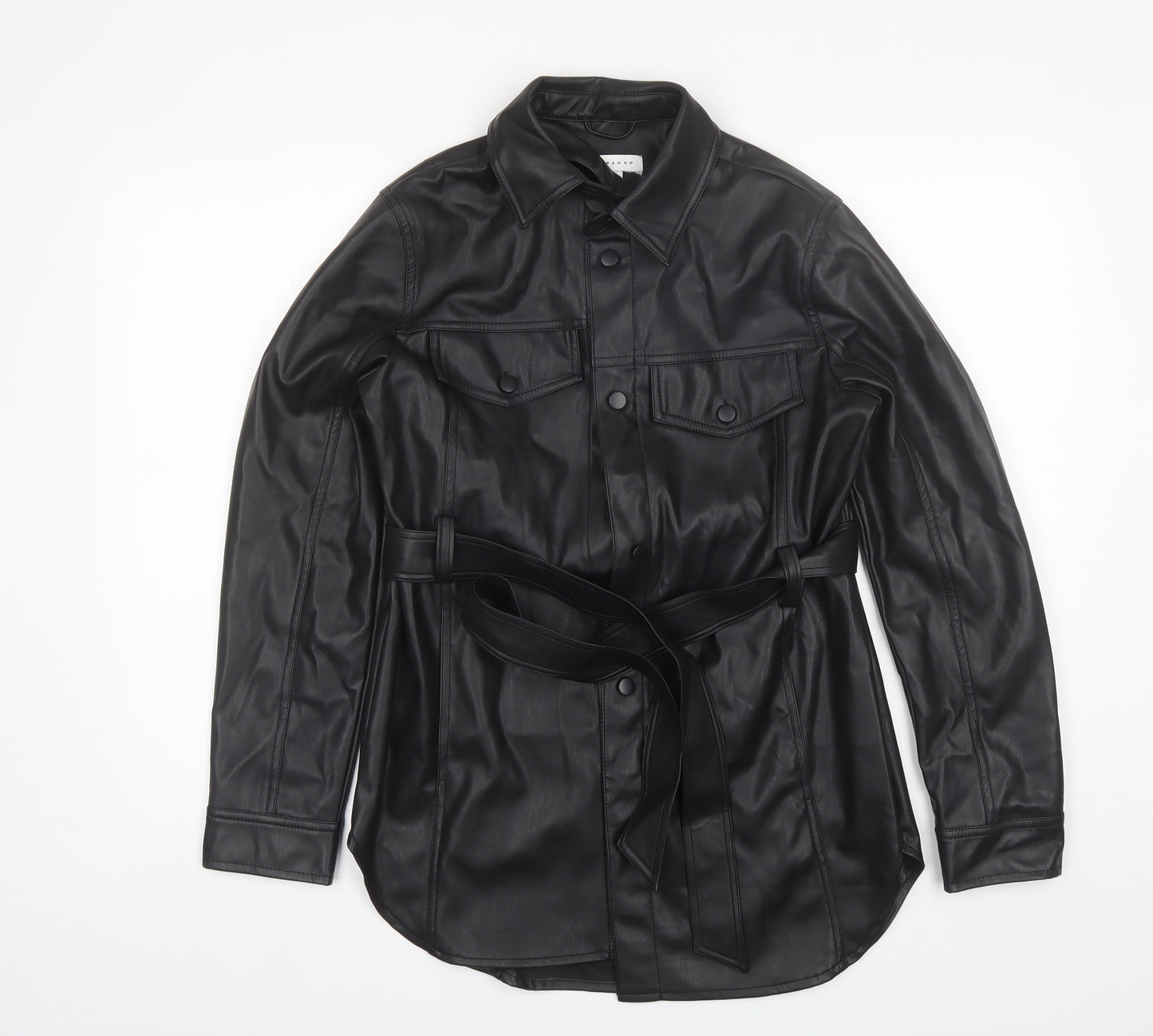Topshop Womens Black   Overcoat Jacket Size 8
