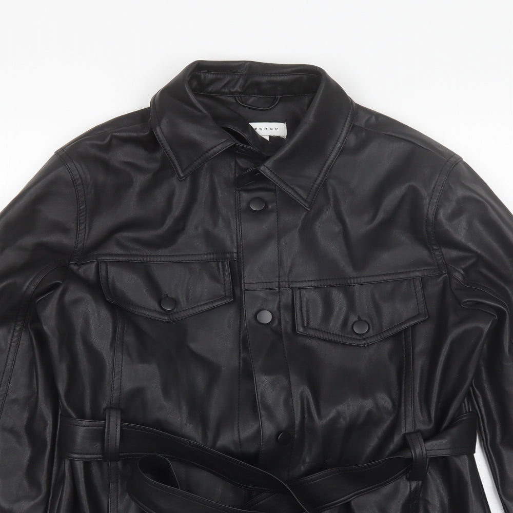 Topshop Womens Black   Overcoat Jacket Size 8