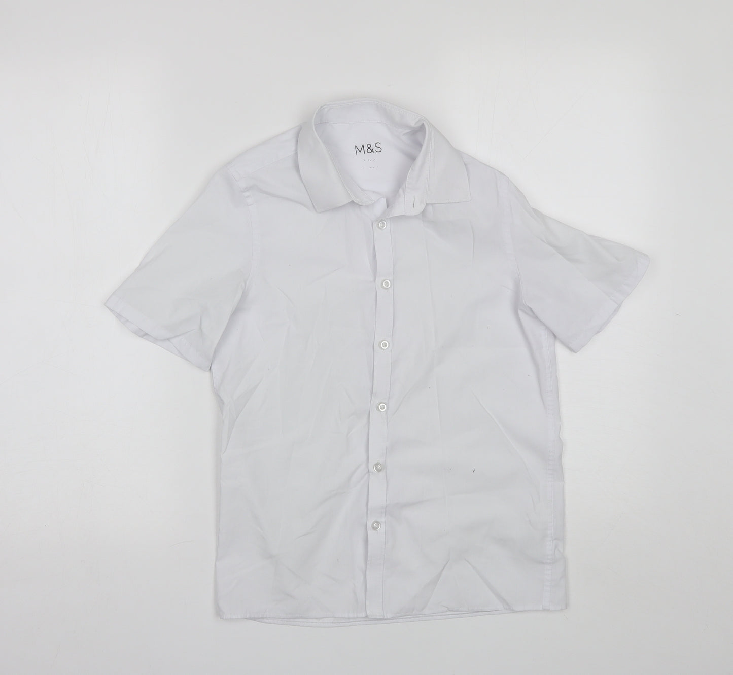 Marks and Spencer Girls White  Polyester Basic Button-Up Size 11-12 Years Collared