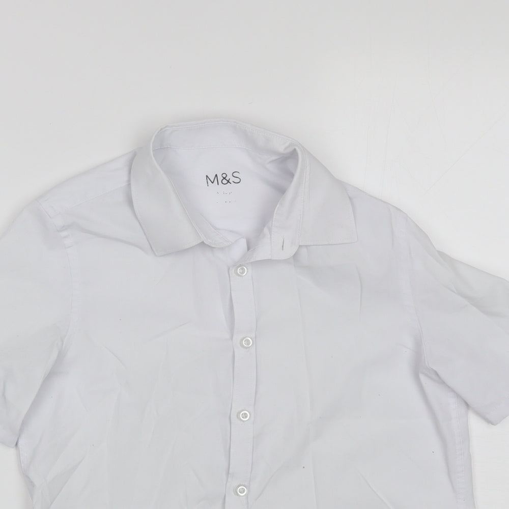 Marks and Spencer Girls White  Polyester Basic Button-Up Size 11-12 Years Collared