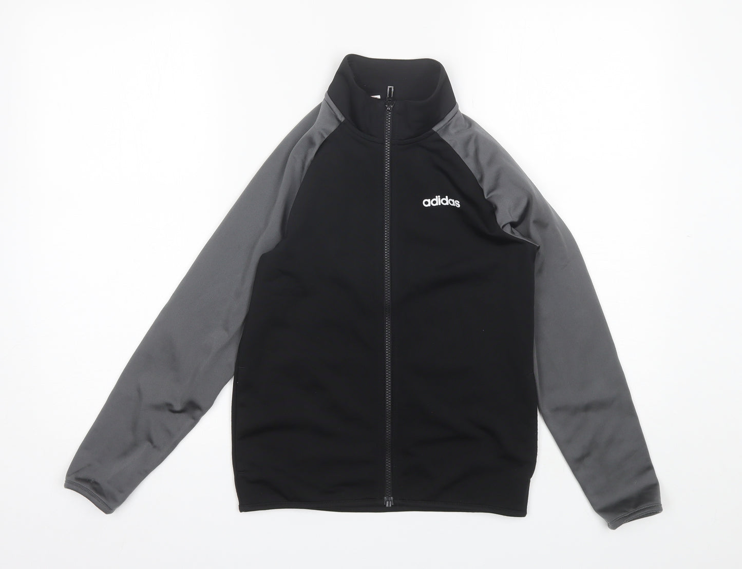 adidas Boys Black Collared  Polyester Full Zip Jumper Size 9-10 Years