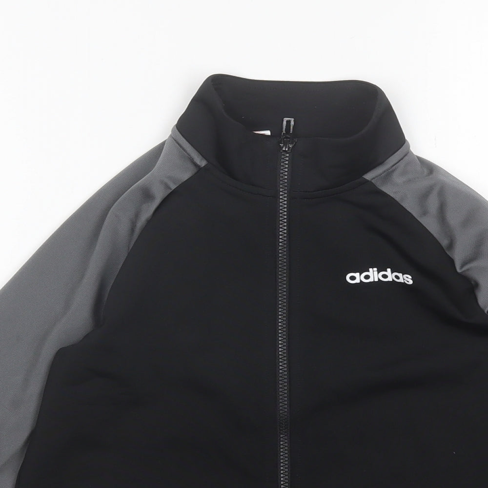 adidas Boys Black Collared  Polyester Full Zip Jumper Size 9-10 Years