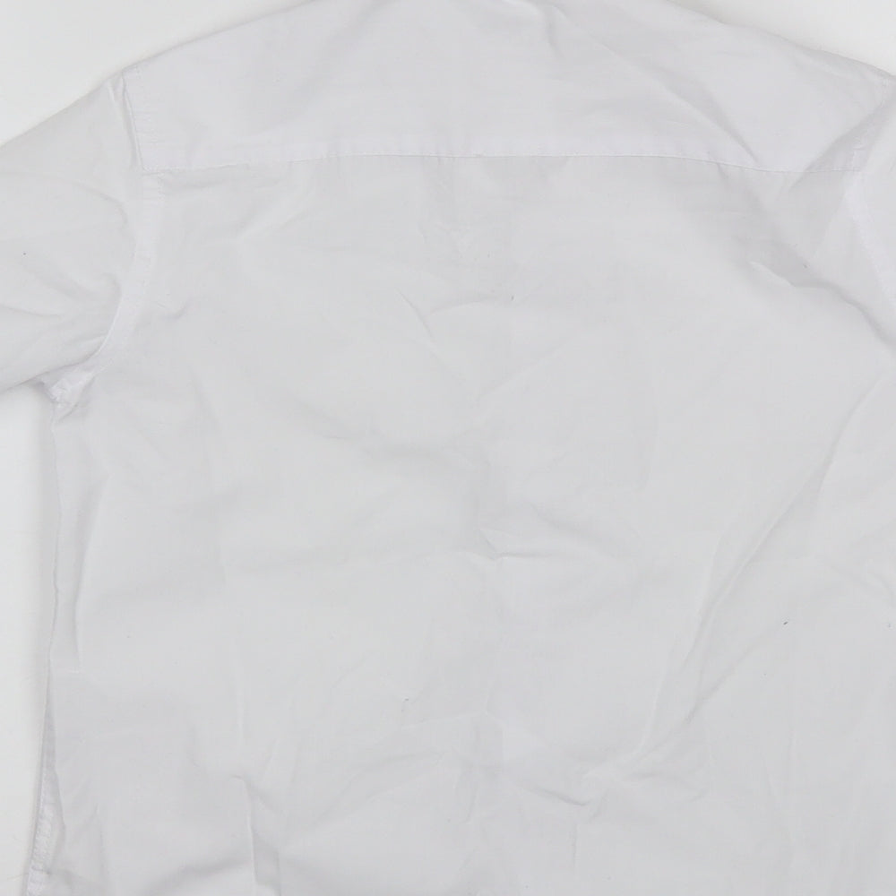 Marks and Spencer Boys White  Polyester Basic Button-Up Size 8-9 Years Collared