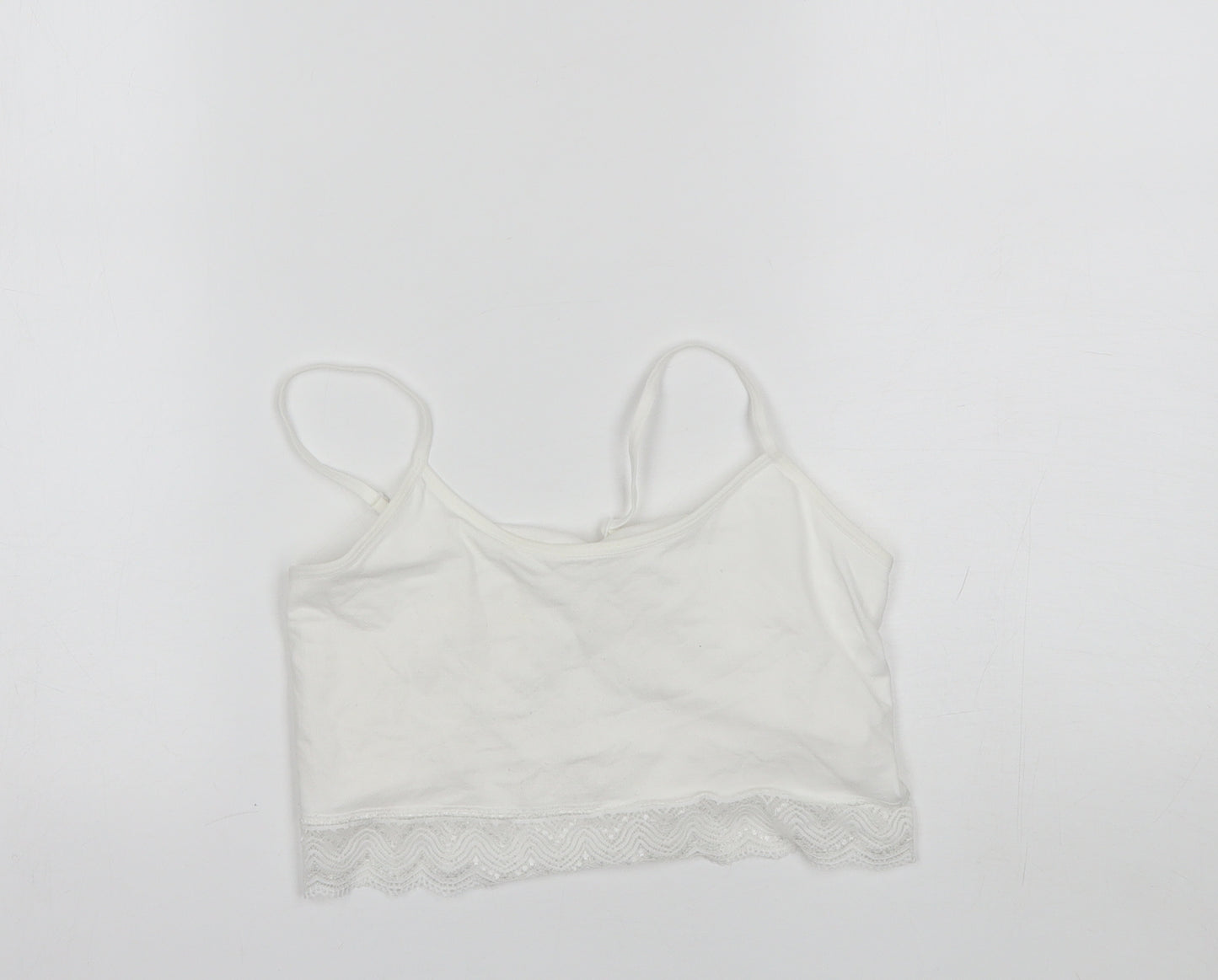 Love to Lounge Womens White Solid Polyamide Top Pyjama Top Size S   - cropped