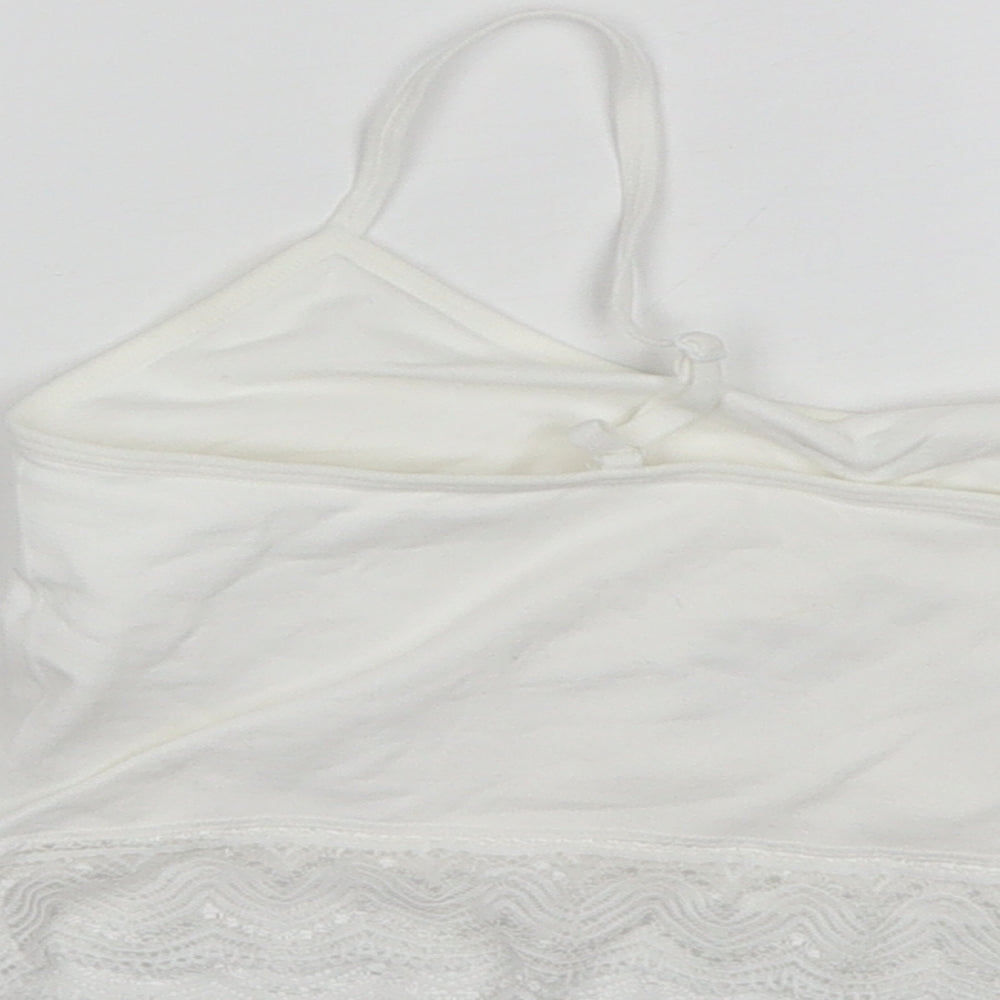 Love to Lounge Womens White Solid Polyamide Top Pyjama Top Size S   - cropped
