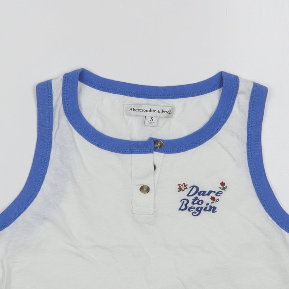 Abercrombie & Fitch Womens White  Cotton Basic Tank Size S Round Neck