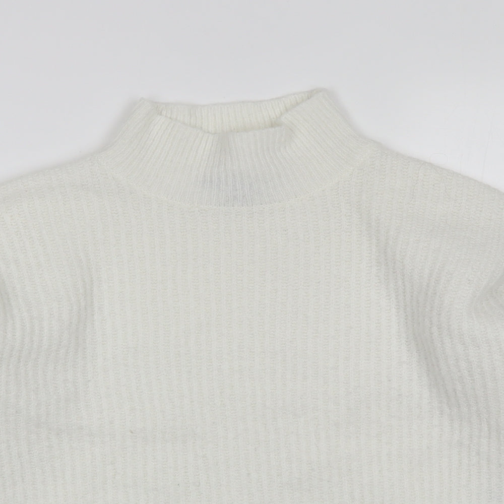 Primark Womens White Mock Neck  Acrylic Pullover Jumper Size 2XS