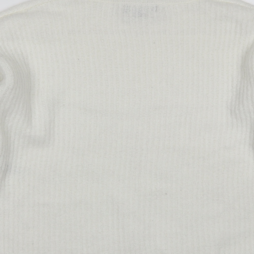 Primark Womens White Mock Neck  Acrylic Pullover Jumper Size 2XS