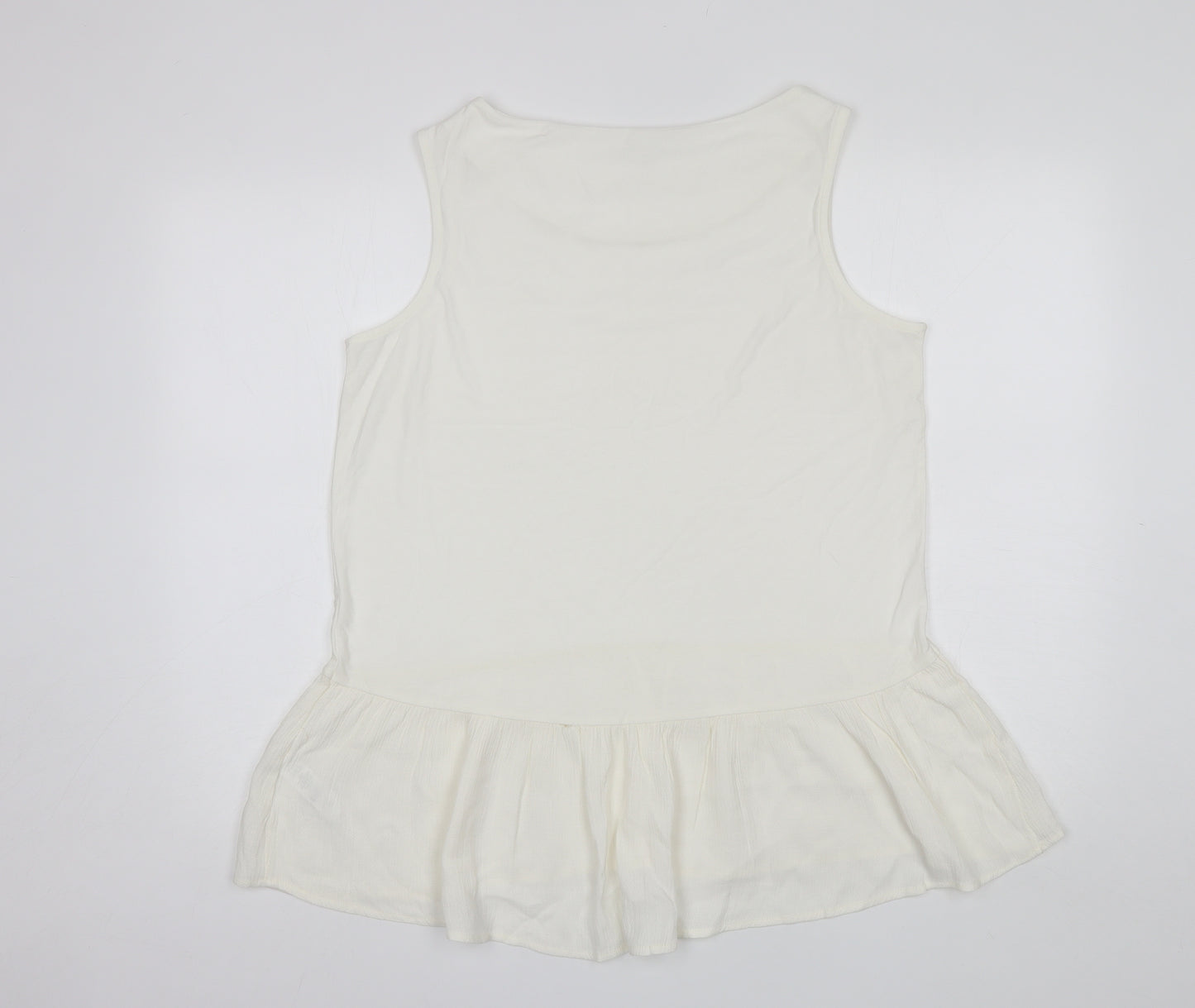 F&F Womens White  Viscose Basic Blouse Size 16 Round Neck