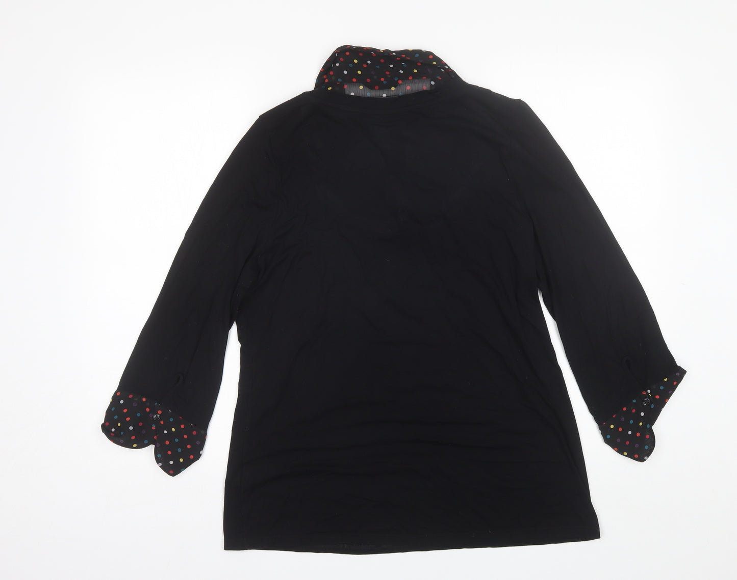 Marks and Spencer Womens Black  Viscose Basic Blouse Size 16 Collared