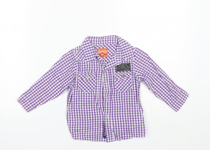 Funk Jeans Baby Purple Plaid Cotton Basic Button-Up Size 12 Months Collared