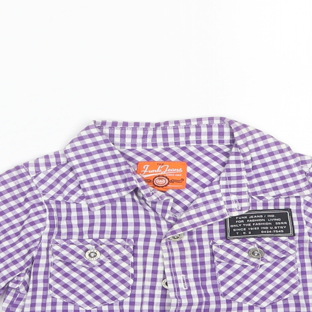 Funk Jeans Baby Purple Plaid Cotton Basic Button-Up Size 12 Months Collared