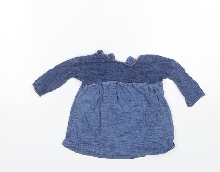 NEXT Baby Blue Cotton Shift Size 0-3 Months Round Neck