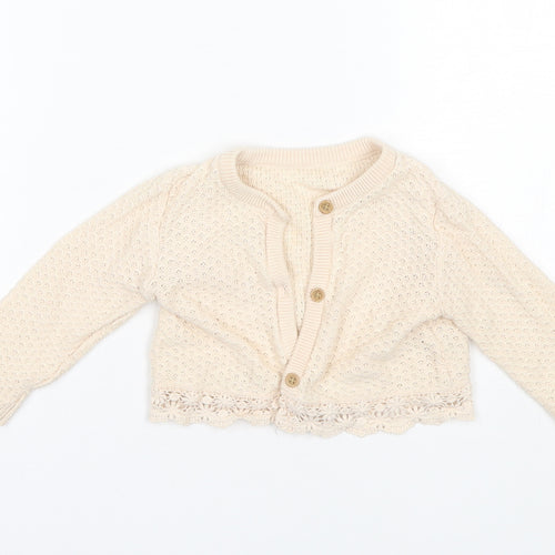 George Baby Beige  Cotton Cardigan Jumper Size 6-9 Months