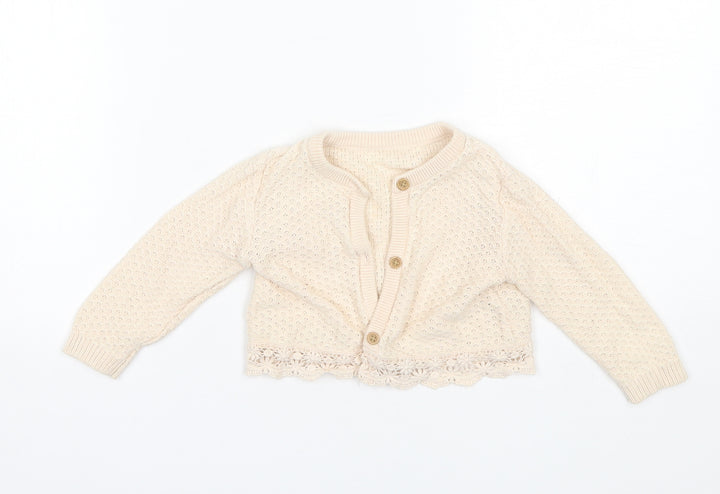 George Baby Beige Cotton Cardigan Jumper Size 6-9 Months