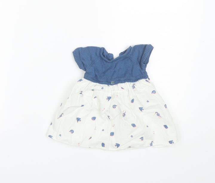 Wedoble Baby Blue Cotton Shift Size 0-3 Months Round Neck