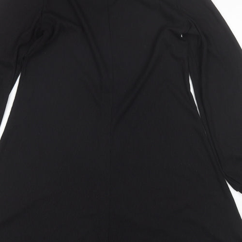 Nutmeg Womens Black  Polyester Shift  Size 10  V-Neck