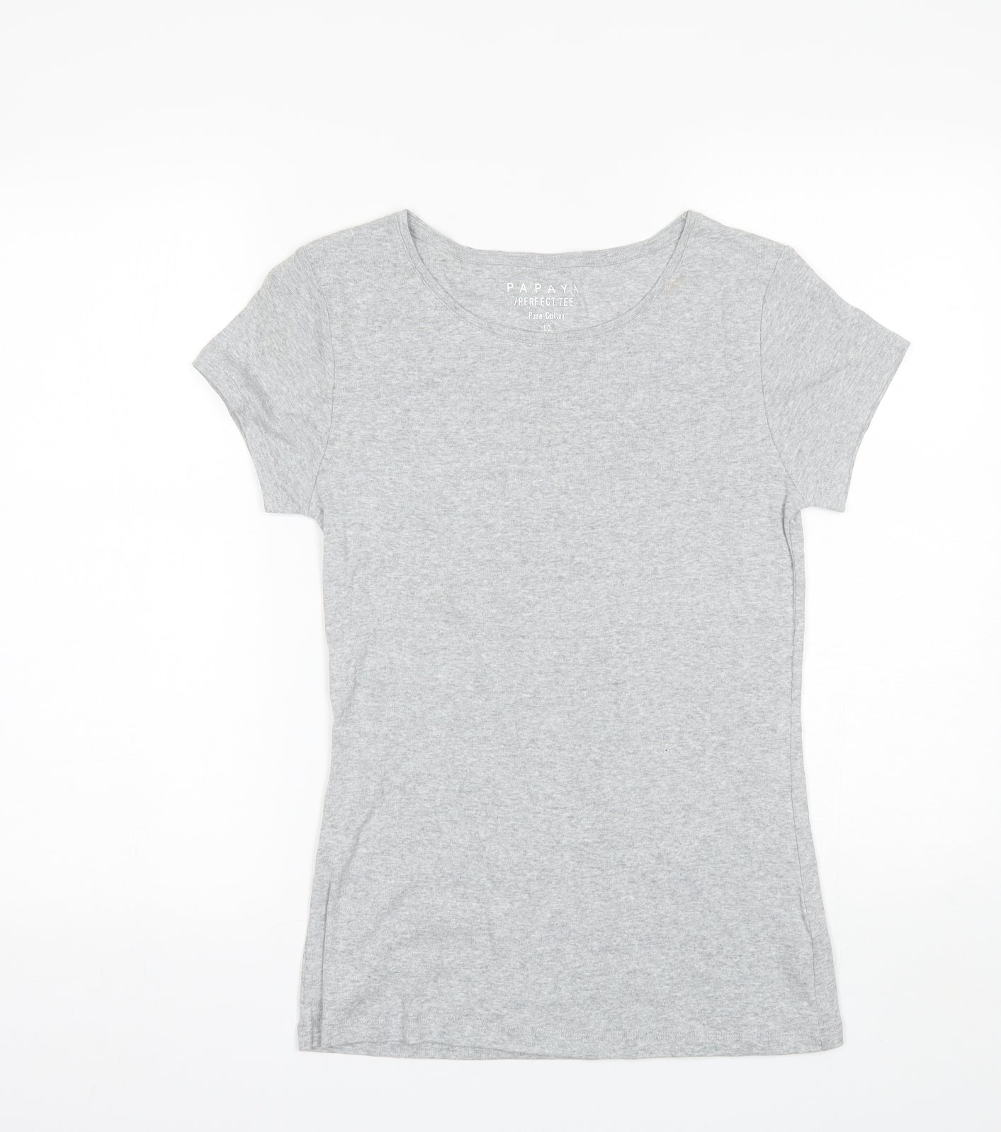 Papaya Womens Grey  Cotton Basic T-Shirt Size 10 Round Neck