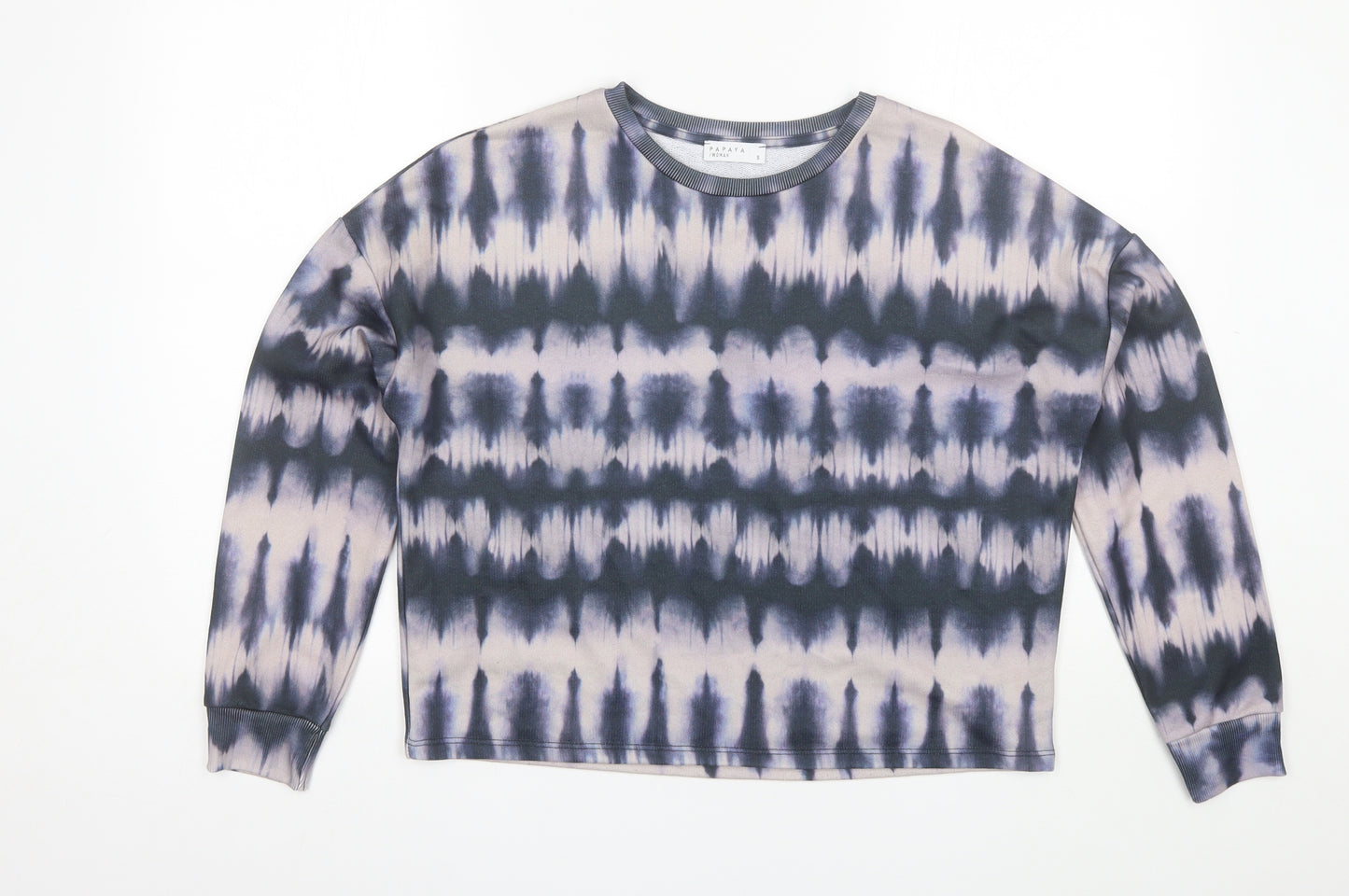 Papaya Womens Blue Round Neck  Polyester Pullover Jumper Size S