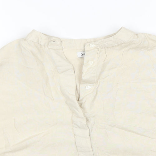 Warehouse Womens Beige  Viscose Basic Button-Up Size 12 Round Neck