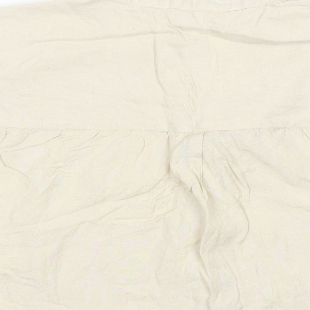 Warehouse Womens Beige  Viscose Basic Button-Up Size 12 Round Neck