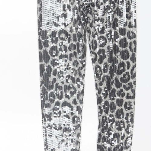 PURE OXEGEN Womens Grey Animal Print Viscose Jogger Leggings Size S L27 in